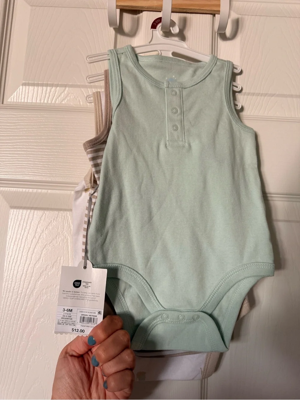 Baby 3pk Sleeveless Henley Bodysuit - Cloud Island